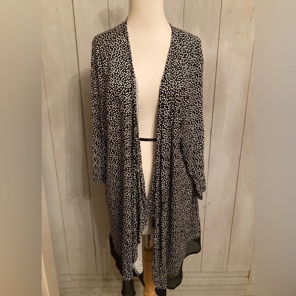 LANE BRYANT Black Polka Dot Open Waterfall‎ Sweater/wrap. Sz-14/16